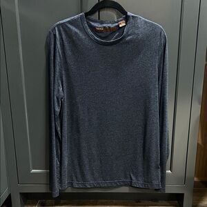 Perry Ellis Men's Heathered Navy Long Sleeve Tee